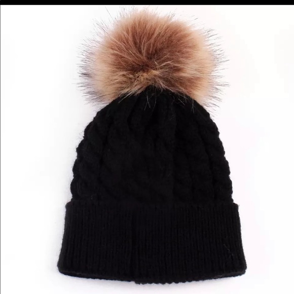 Accessories - Black Knit Beanie with Pom Pom